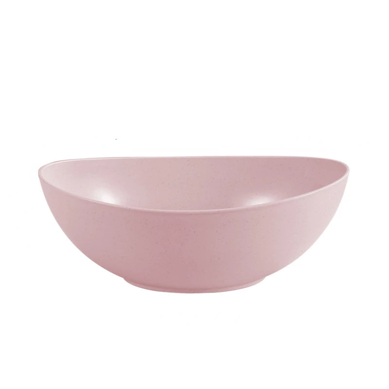 Hot Sale Eco-Friendly Wheat straw Household vegetable bowl kitchen Creative Solid color fruit salad bowl Microwavable Food Bowl Peaceful Pleasures Health and Wellness pink