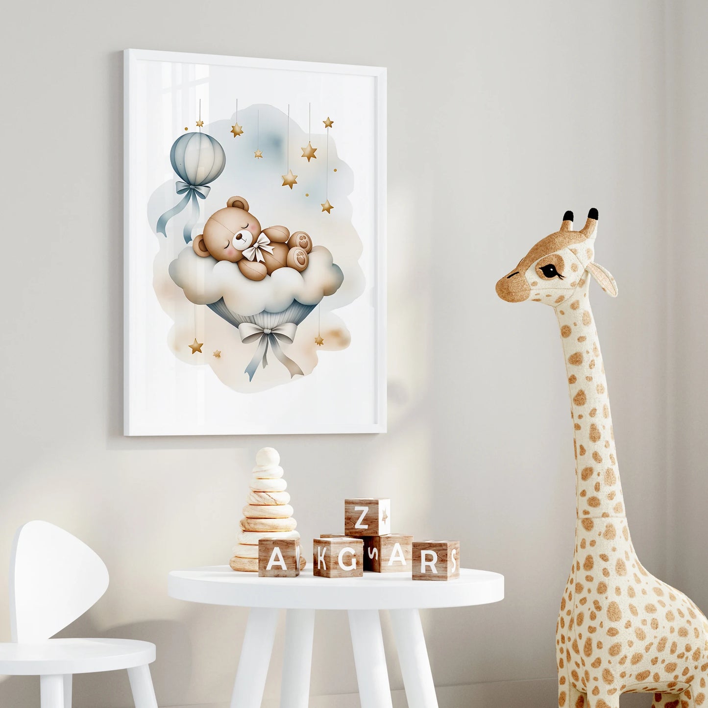 3pcs Modern,Cartoon Blue Dreamy Bear Wall Art Print Canvas Painting Poster Picture For Living Room,Bedroom,Kids Room Home Decor Peaceful Pleasures Health and Wellness CH170-2 30x40cm Unframed