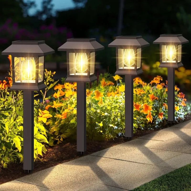 10-Pack Solar LED Spike Lights | Warm Garden Landscape Lamps