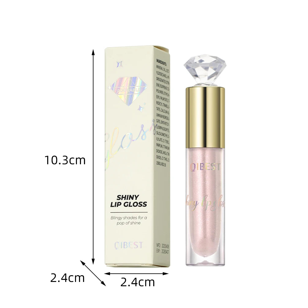 QIBEST Glitter Lip Glaze Shimmer Diamond Lip Gloss Long Lasting Liquid Lipstick Makeup Lip Oil Tint Moisturizing Lips Makeup Peaceful Pleasures Health and Wellness