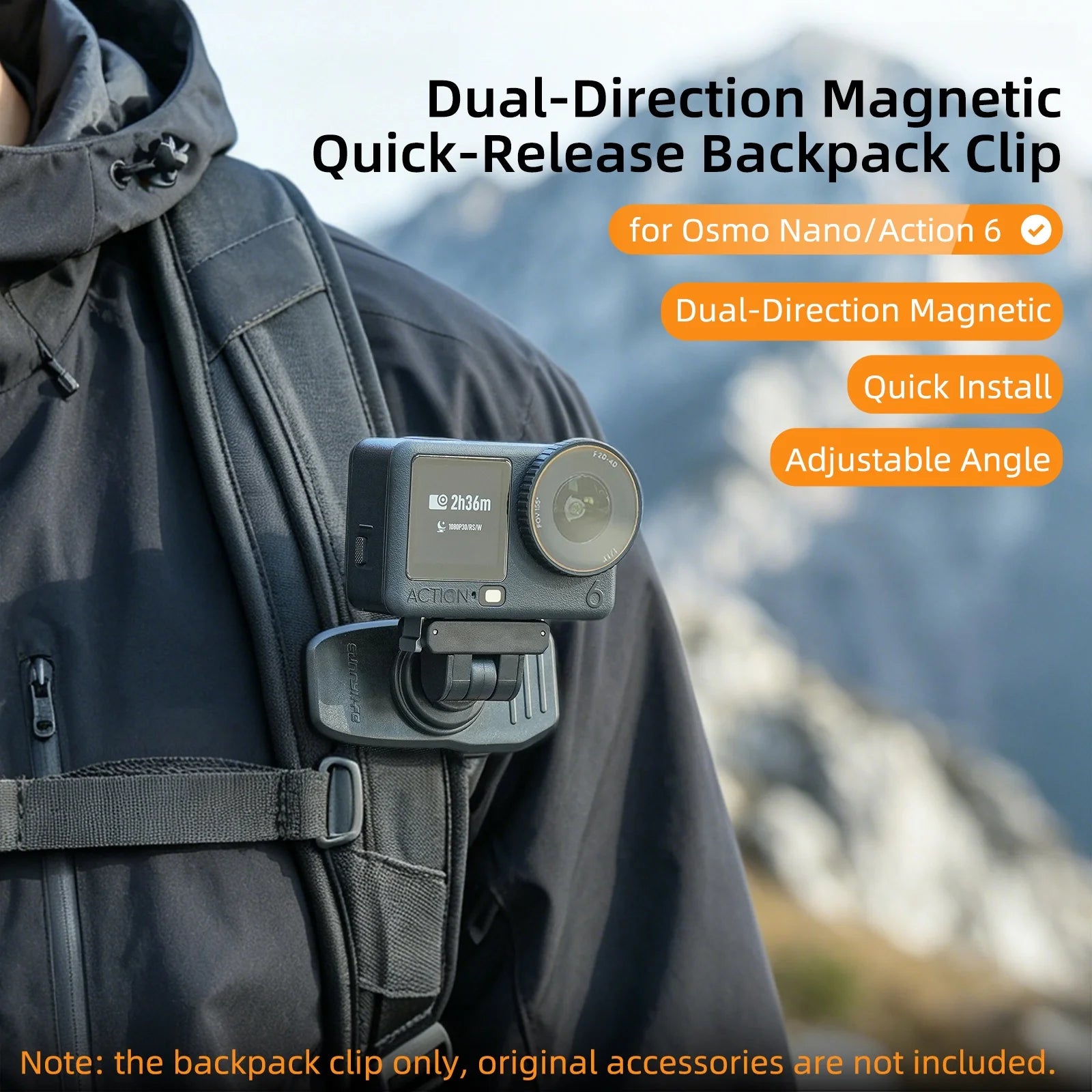 Magnetic Adapter + Backpack Clip Combo For DJI Osmo Nano Magnetic Quick-Release Backpack Clip And Action 6 Magnetic Mount Peaceful Pleasures Health and Wellness