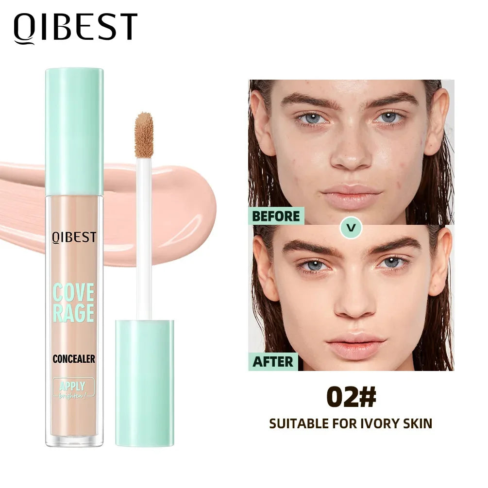 QIBEST Liquid Foundation Cream For Face High Coverage Makeup Base Waterproof Moisturizing Concealer Professional Cosmetics Peaceful Pleasures Health and Wellness 02