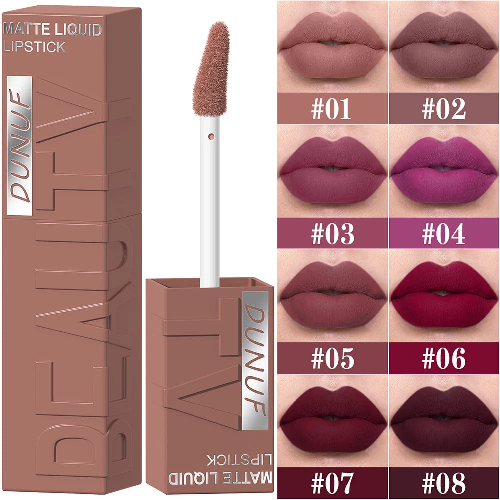 DUNUF Matte Velvet Liquid Lipstick – Long-Lasting Purple Lip Gloss
