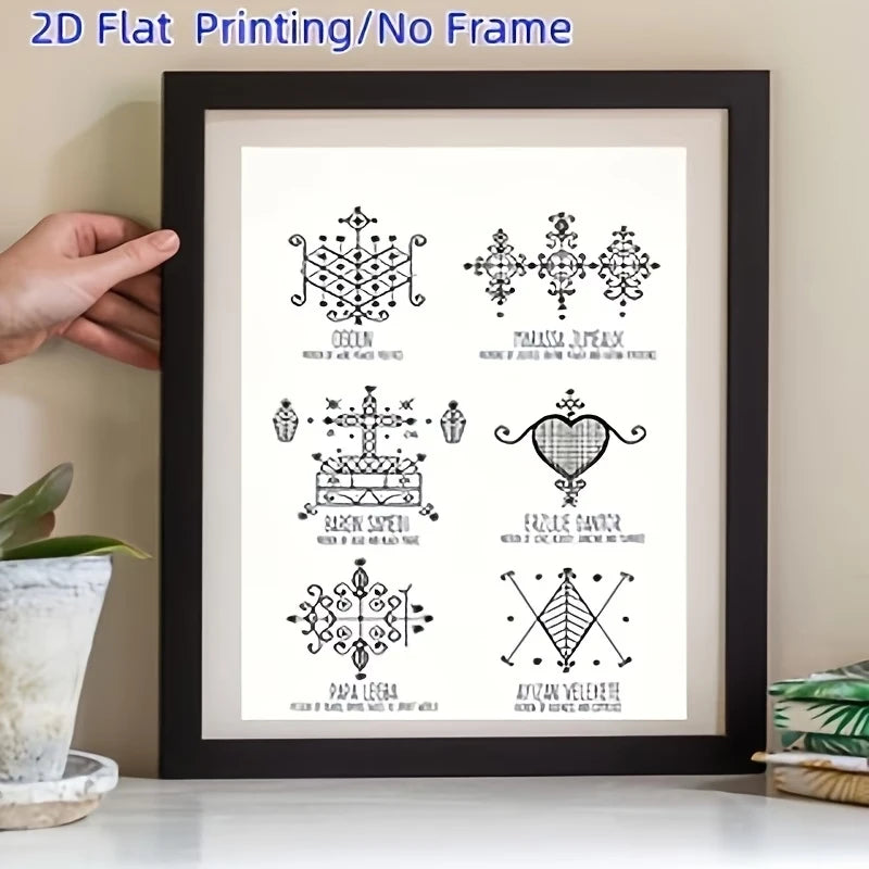 Vodou Vévé Symbols Canvas Wall Art Print | Home Decor