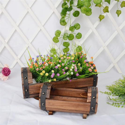 Y51A-Wood Flower Pots Wedding Decoration Carbonized Antiseptic Wood Flower Boxes Balcony Succulents Wooden Flower Pots Peaceful Pleasures Health and Wellness