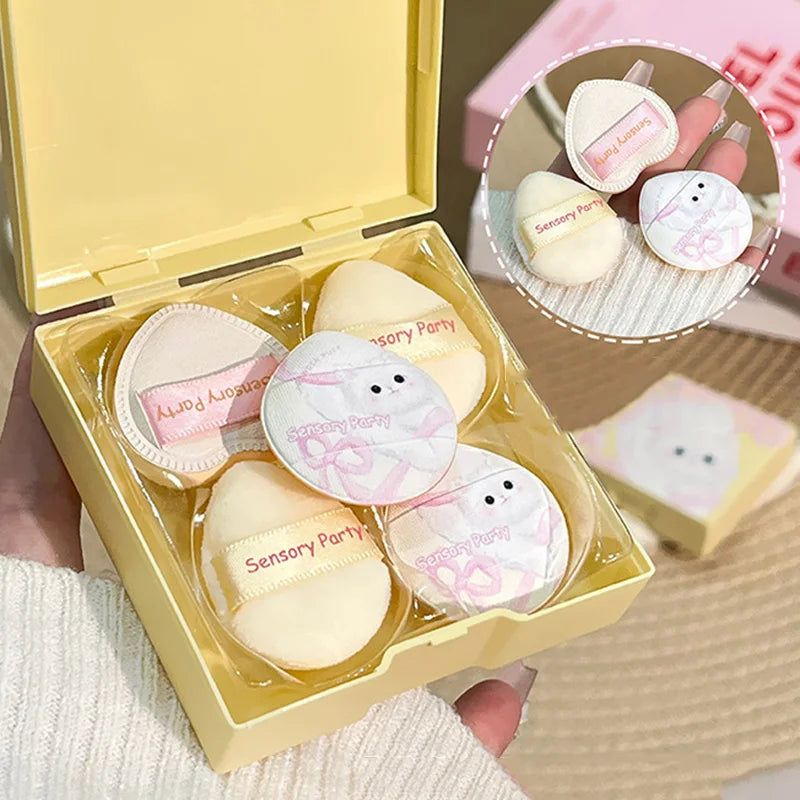 Pink Mini Finger Puff Set – Soft Velvet Makeup Sponges 5pcs