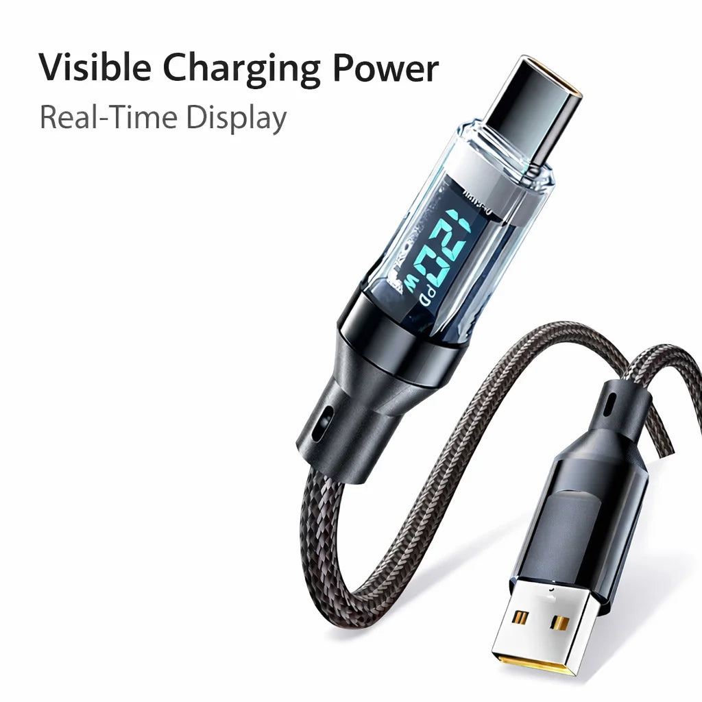 120W 100W USB C Fast Charging Cable with LED Display USB A to C & C to C Braided Charger Cord for Phone Type C Devices Peaceful Pleasures Health and Wellness
