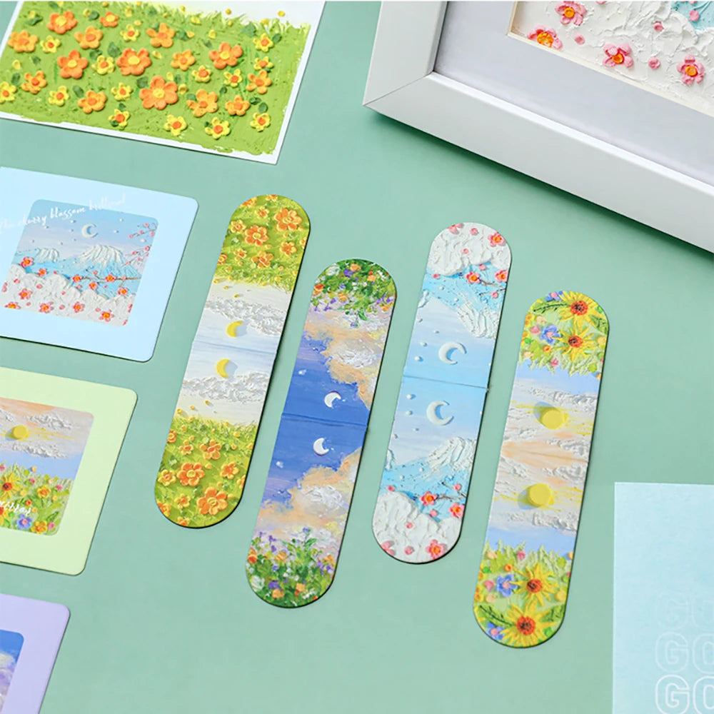 Oil Painting Magnetic Bookmark Student Note Classification Book Clip