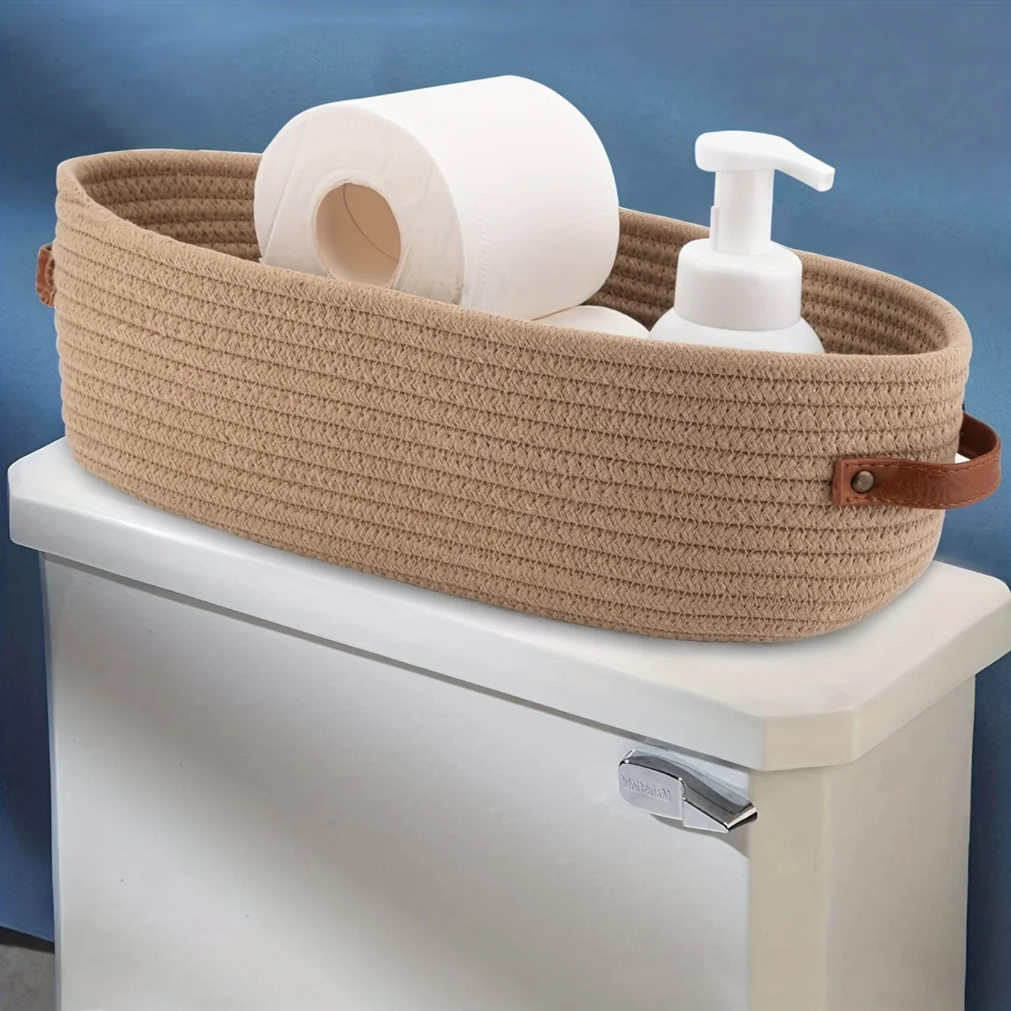 2-Pack Oval Handle Storage Baskets – Clothes & Bathroom Organizer