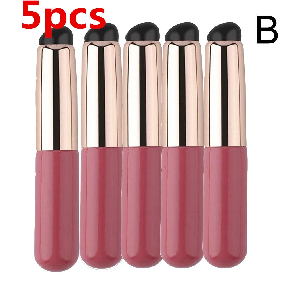 Silicone Lip Brush With Cover Cap Concealer Brush Like Fingertips Q Soft Lipstick Makeup Brushes Round Head No Broken Peaceful Pleasures Health and Wellness B-5PCS
