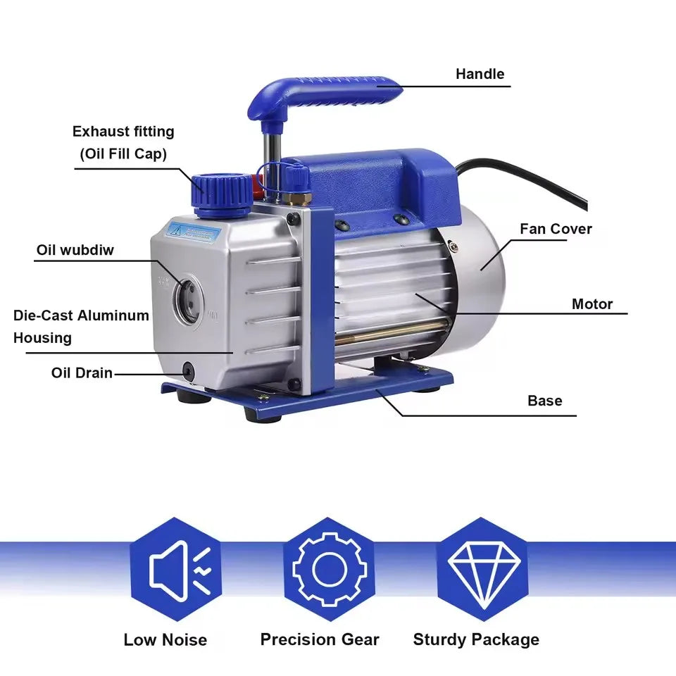 RS-1 Single-stage 1-liter 3CFM Vacuum Pump, Refrigeration Maintenance Pump VALUE Refrigerant 220V Universal AC Vacuum Pump Peaceful Pleasures Health and Wellness