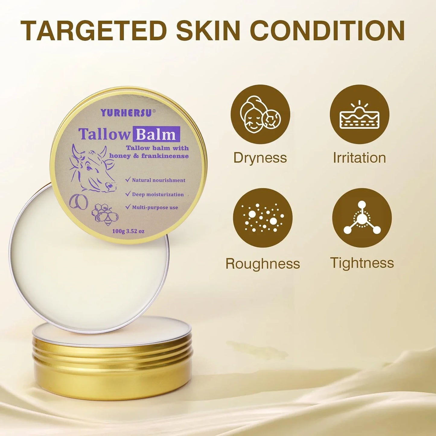 YURHERSU Bovine Tallow Face Cream – Deep Moisture & Nourishment