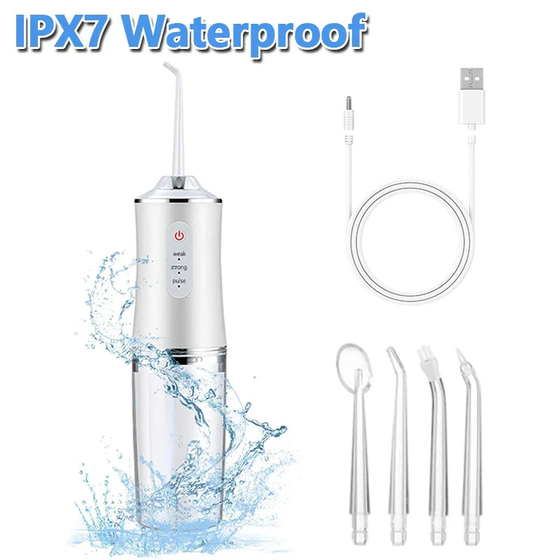 XMSJ Oral Irrigator Water Flosser – 3 Modes & 4 Nozzles