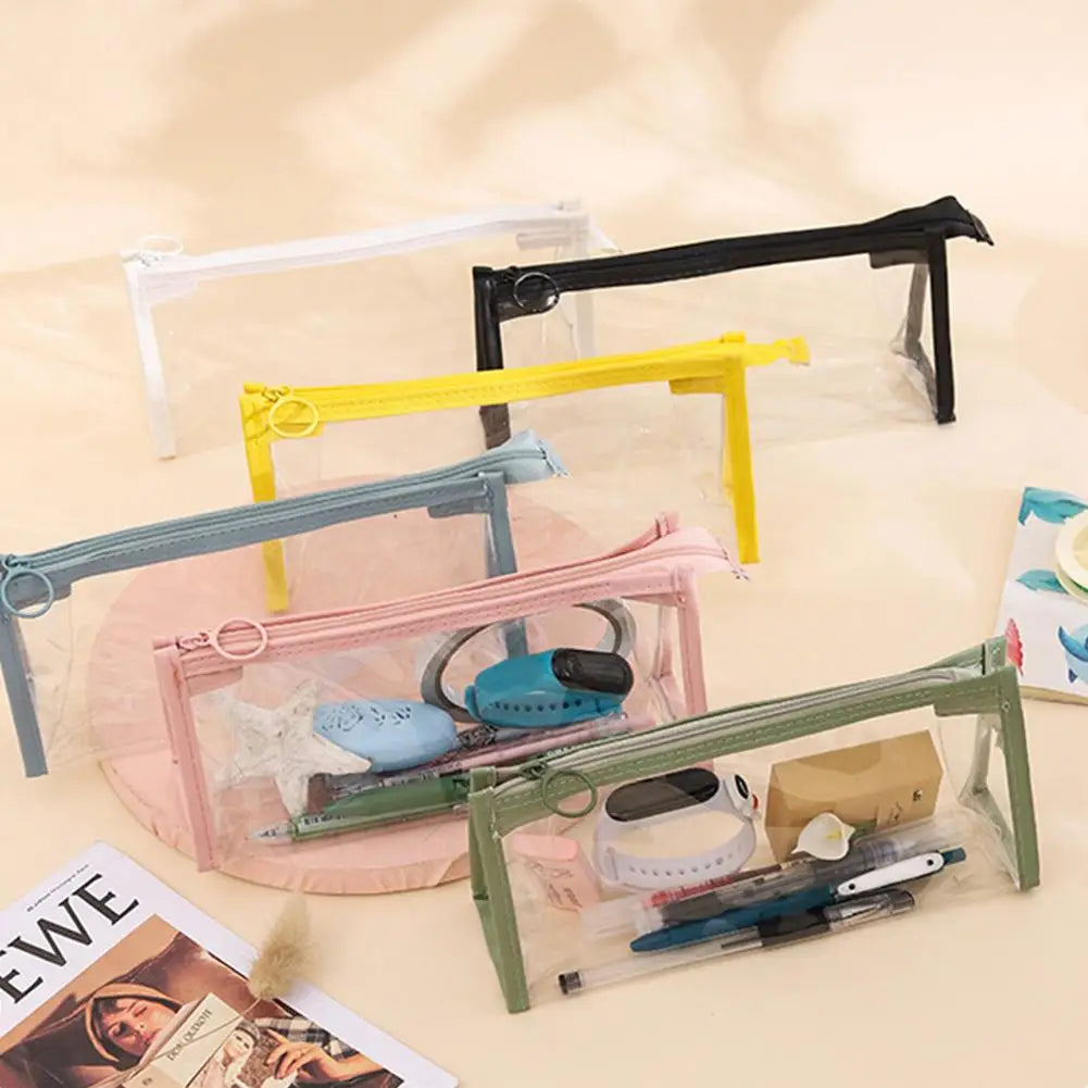 Clear PVC Zipper Pouch Waterproof Cosmetic Makeup Bag Portable Stationery Pencil Case Travel Wash Toiletry Organizer Bag Peaceful Pleasures Health and Wellness