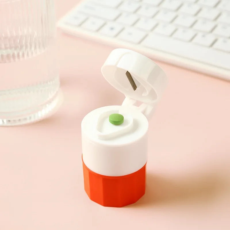 4-in-1 Portable Pill Crusher, Cutter & Storage Box Organizer