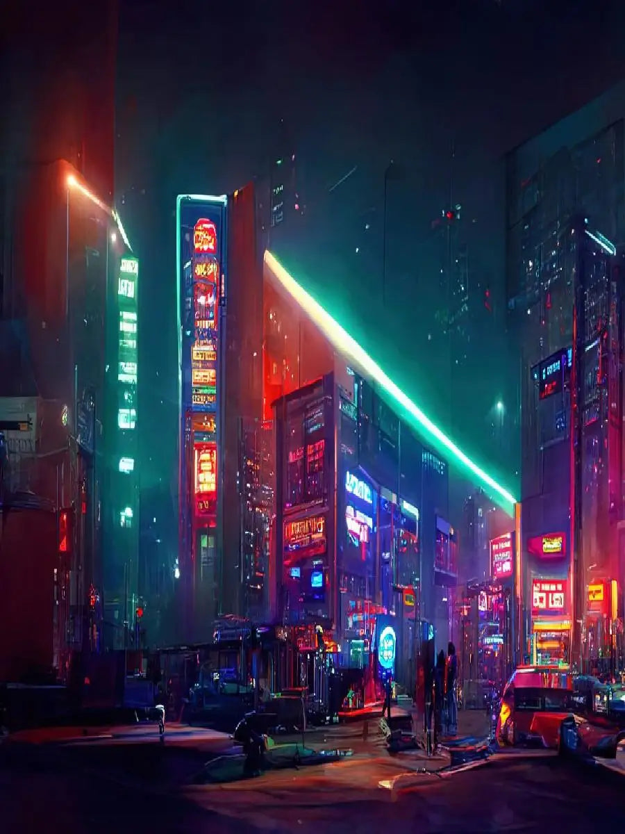 Cyberpunk Neon City Poster Fantasy Collection Wall Art for Passionate Decor Enthusiasts Peaceful Pleasures Health and Wellness