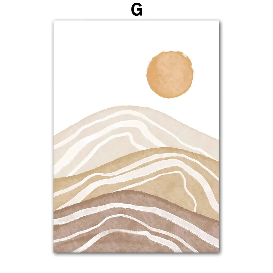 Boho Abstract Canvas Wall Art | Nordic Botanical Print Unframed