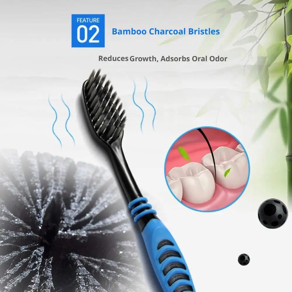 10-Pack Bamboo Charcoal Soft Toothbrush Set – Deep Clean