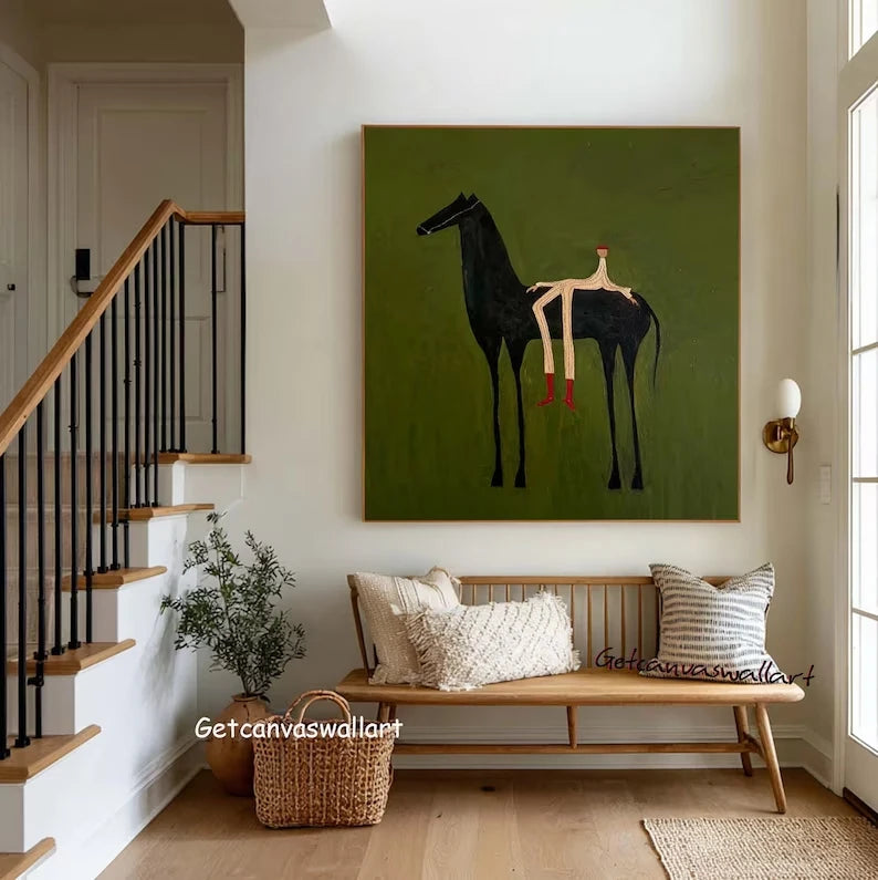 Modern Abstract Western Horse Canvas Wall Art Print Poster