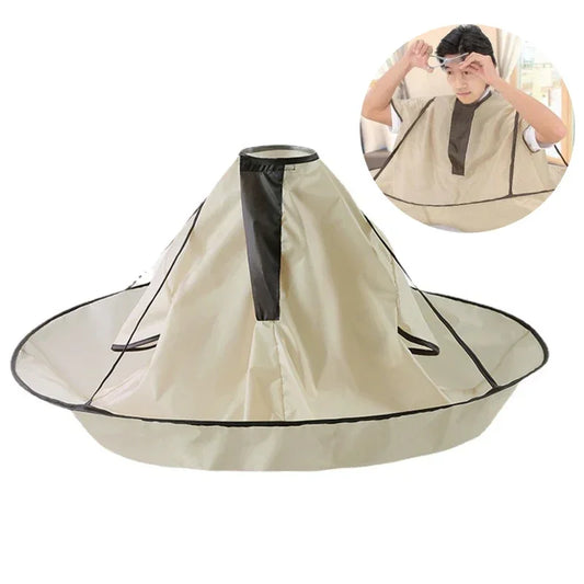 Barber Accessories Waterproof Adult Hair Cutting Cloak Foldable Umbrella Cape Salon Barber Home Hairdressing Cape Cover Cloth Peaceful Pleasures Health and Wellness Khaki 92cm
