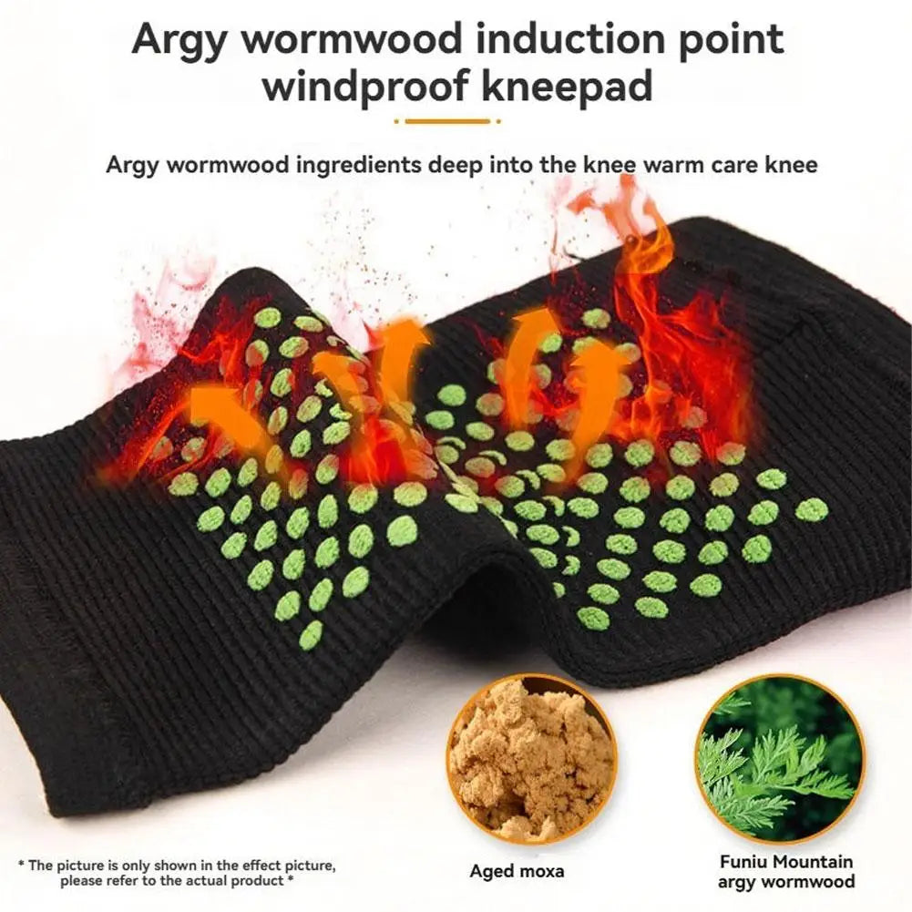Mugwort Self-Heating Knee Brace Compression Sleeve (1 Pair) Heating Knee Sleeve Peaceful Pleasures Health and Wellness
