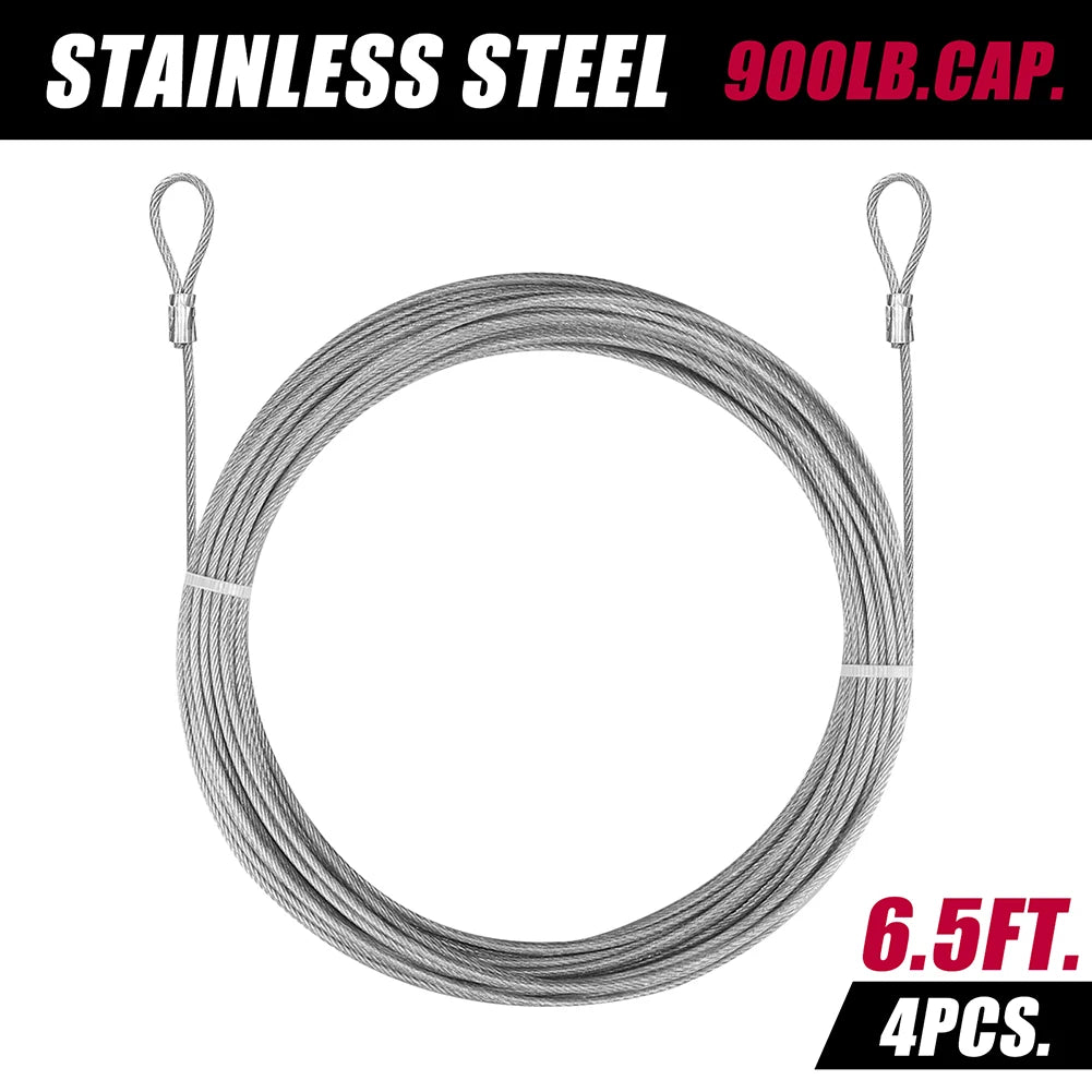 2M Wire Rope 4 Roll 304 Stainless Steel Cable with Crimp Sleeves Rustproof Cable for Garden Trellis Clothesline Railing Trellis Peaceful Pleasures Health and Wellness