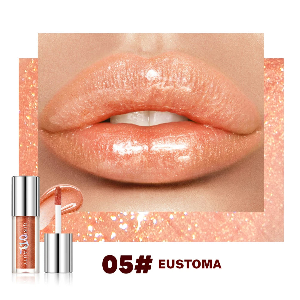 QIBEST Sparkling Diamond Lip Gloss Mirror Moisturizing Non-Sticky Cup Long Lasting Shimmer Lip Glaze Glitter Liquid Lipstick Peaceful Pleasures Health and Wellness 05