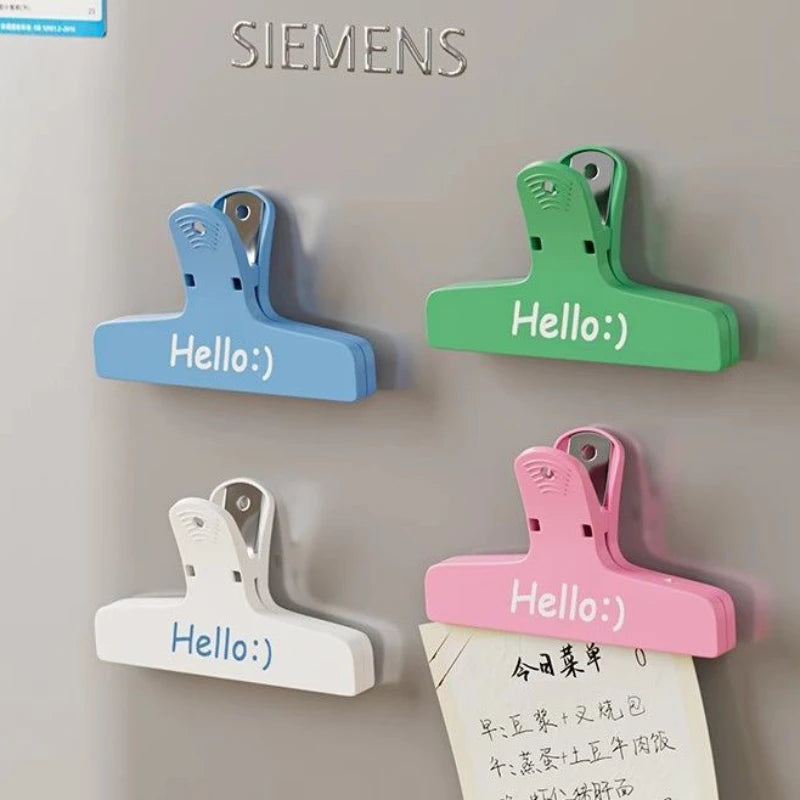 [Color random] 3Pcs Magnetic Clip kitchen Food Snack sealing seasoning Plastic Clip Office Supply for Documents Bills Stationery Peaceful Pleasures Health and Wellness