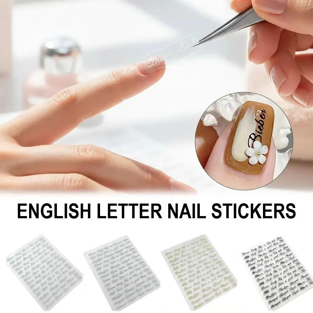 3D English Words Nail Art Stickers – DIY Nail Decals Peaceful Pleasures Health and Wellness