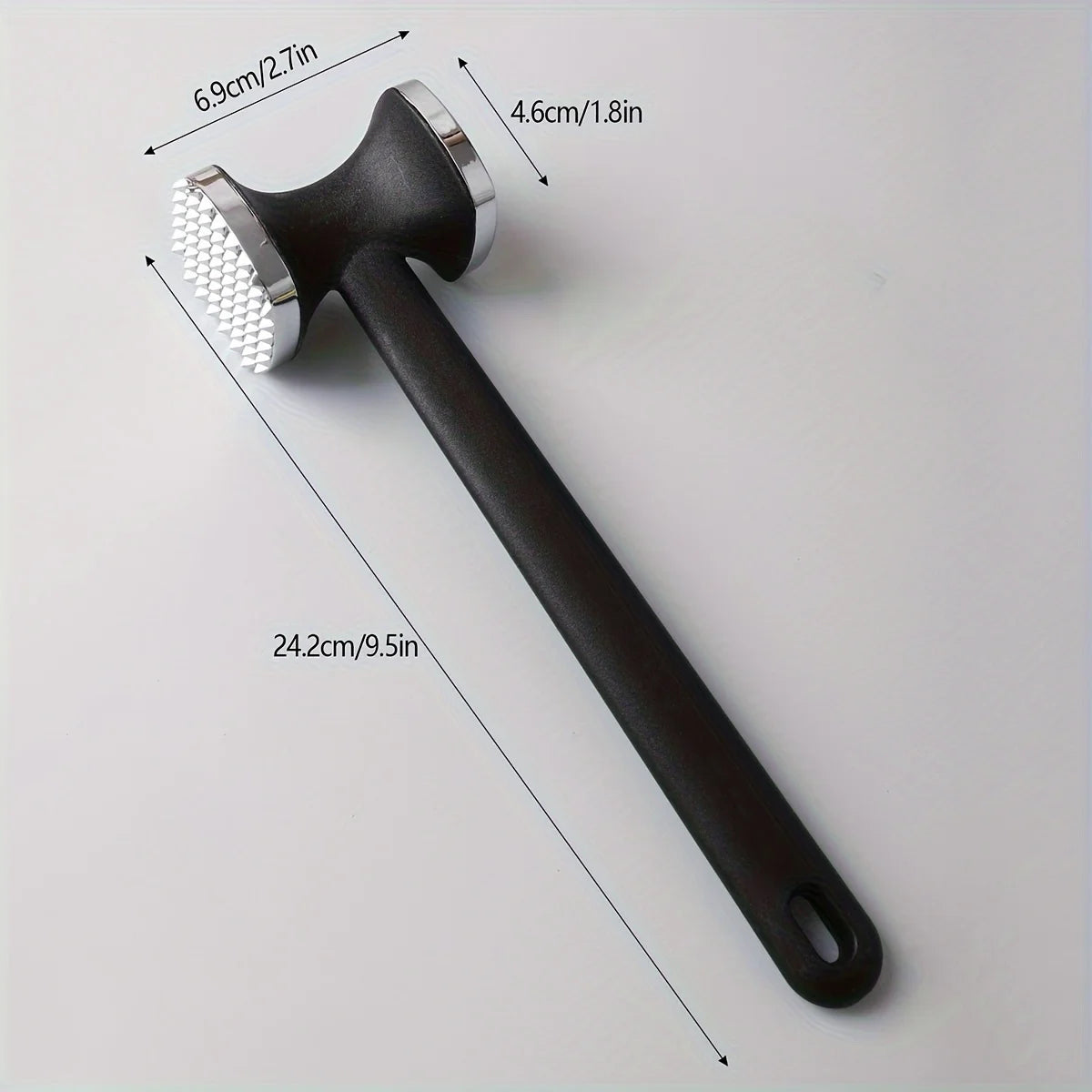Heavy Duty Stainless Steel Meat Tenderizer Hammer | Rubber Grip