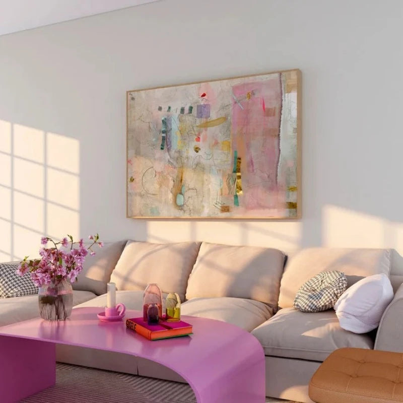 Abstract Painting Print,large Minimalist Abstract Art,Modern Textured Pastel Multicolor,Trendy Aesthetic Large Wall Art Unframed Peaceful Pleasures Health and Wellness