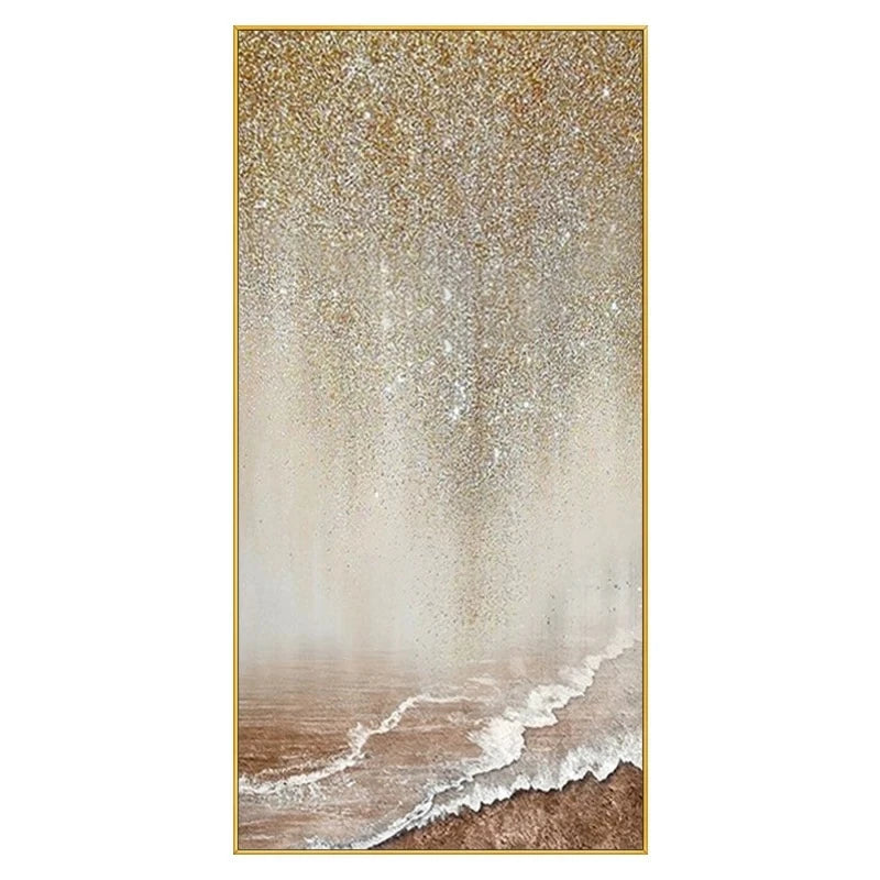 Modern Hand Painted Canvas Oil Painting Shiny Gold Abstract Wall Art Home Decor Mural Living Room Bedroom Porch Hanging Poster Peaceful Pleasures Health and Wellness no frame 100cmx180cm