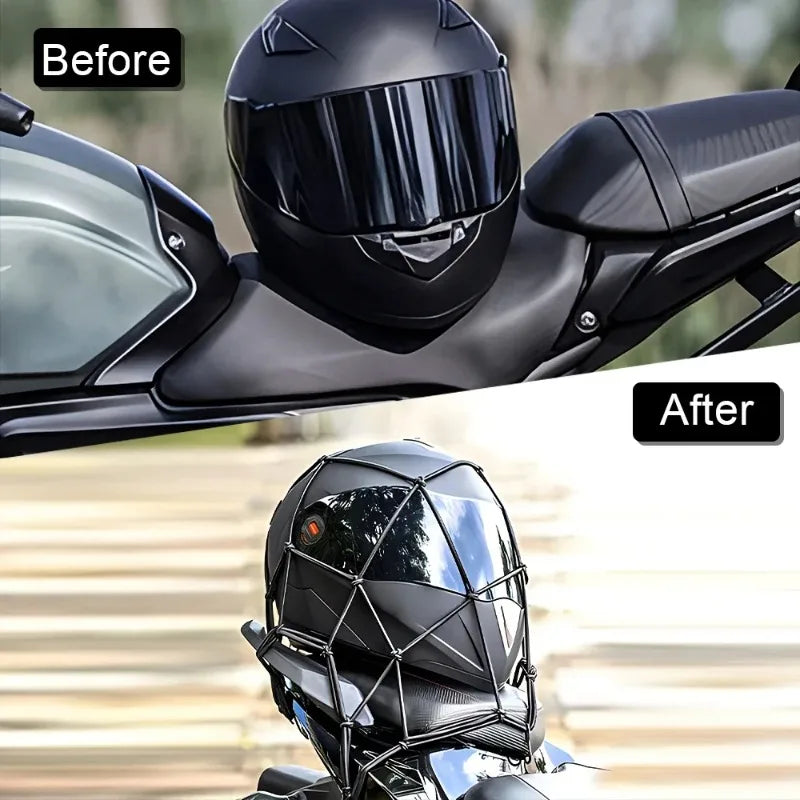Motorcycle Elastic Cargo Net 40x40cm – Helmet & Luggage Bungee