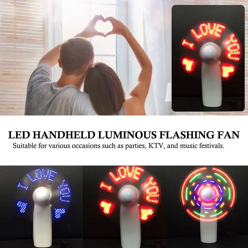 Mini LED Handheld Fan – 3 Speeds, Flashing Lights, Ultra Quiet