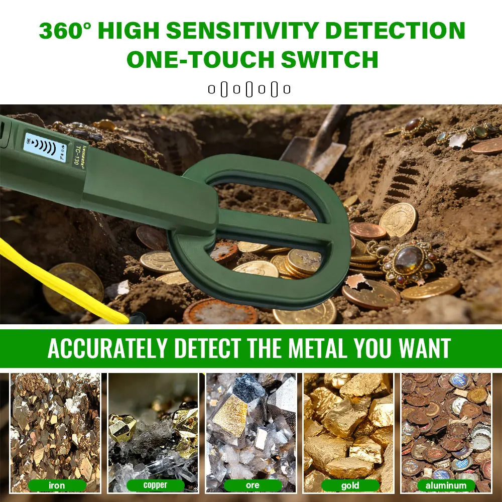 Treasure New TC-130 Handheld Diving Metal Detector Pinpointer Pointer Probe Waterproof Metal Pinpointing 4.6 Inch Search Coil Peaceful Pleasures Health and Wellness