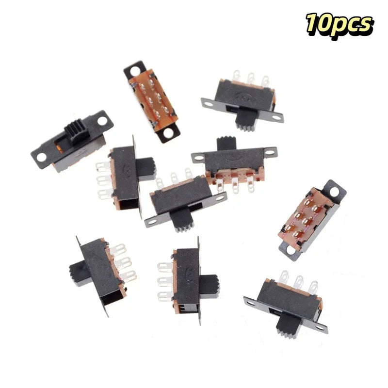 10-Pack DPDT 2P2T Vertical Slide Switch 6-Pin 0.5A 50V DC