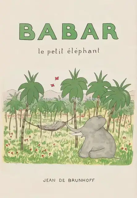 Vintage Babar Elephant Canvas Wall Art | Kids Nursery Poster