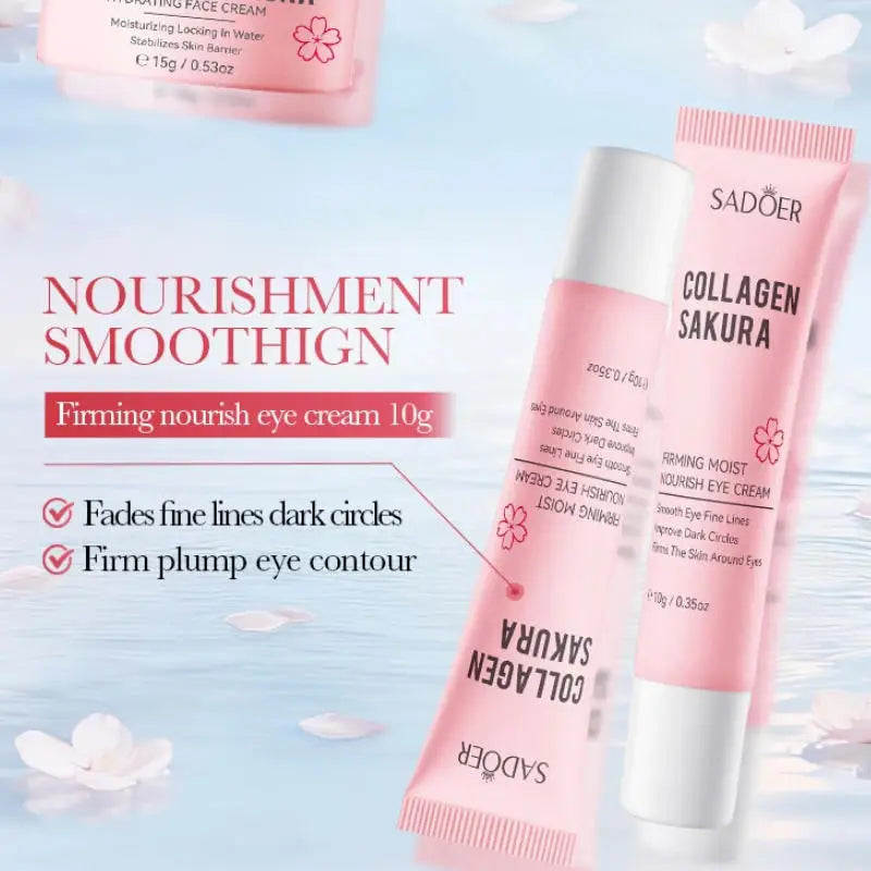 Collagen 6-piece Travel Skincare Set Gentle Cleansing Soothe Toner Hydrate Serum Nourish Face Cream Eye Cream Portable Mini Kit Peaceful Pleasures Health and Wellness