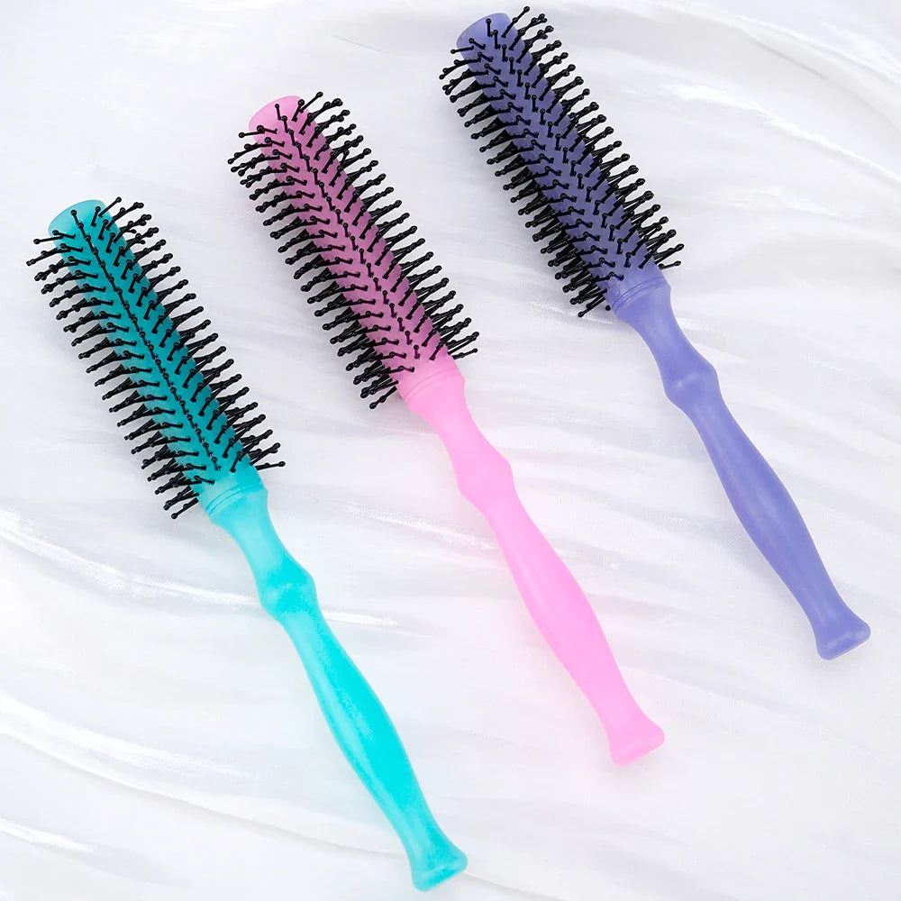 Ergonomic Round Styling Brush – Soft Nylon Bristles, All Hair Types