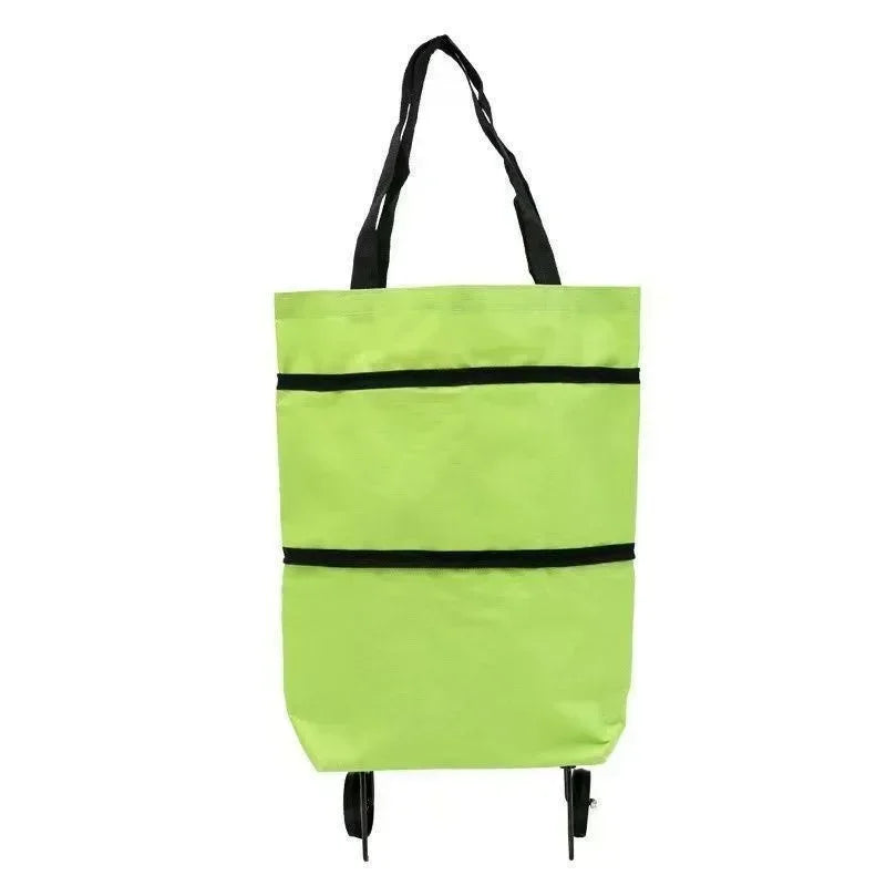 1pc Portable and Foldable Shopping Cart, Household Vegetable Cart, Lightweight with Wheels, Backpackable Peaceful Pleasures Health and Wellness green