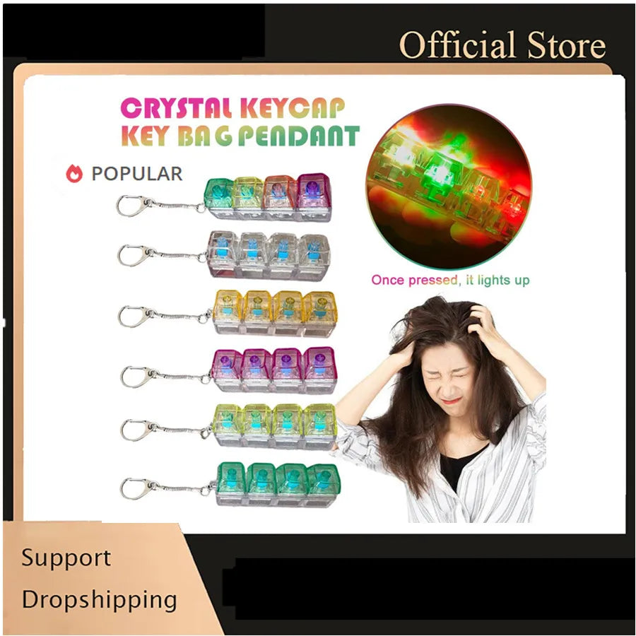 4-Key LED Fidget Keyboard Keychain | Clicker Sensory Toy