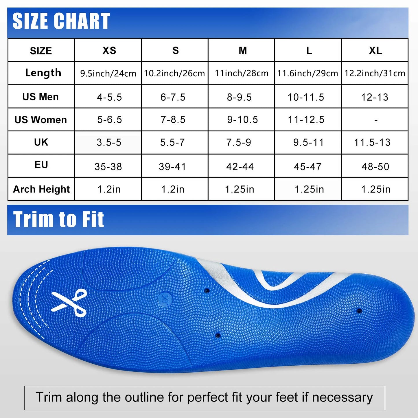 1Pair Arch Support Plantar Orthotic Insoles for Men and Women, Plantar Fasciitis Pain Relief & PU Shock Absorption for Flat Feet Peaceful Pleasures Health and Wellness