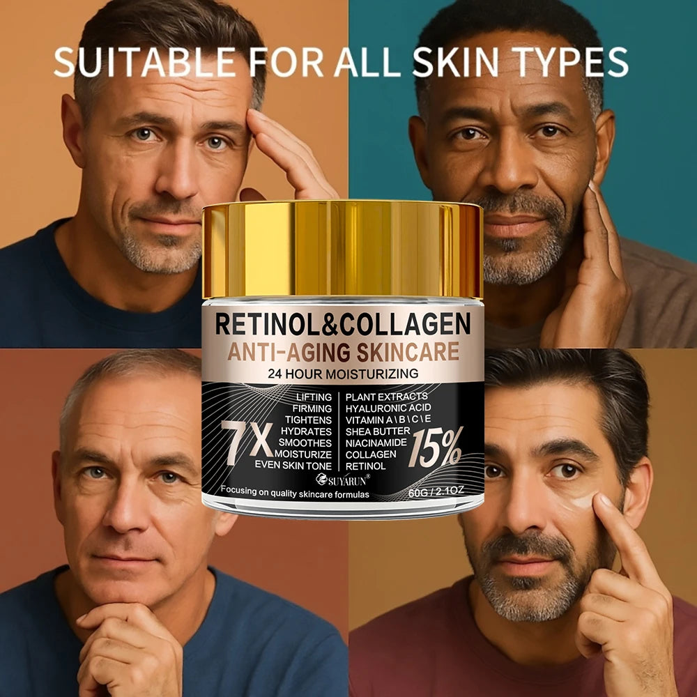 Retinol Collagen Anti-Aging Face & Eye Cream in Glass Jar - Moisturizing & Wrinkle Reduction for Firm Skin. Peaceful Pleasures Health and Wellness