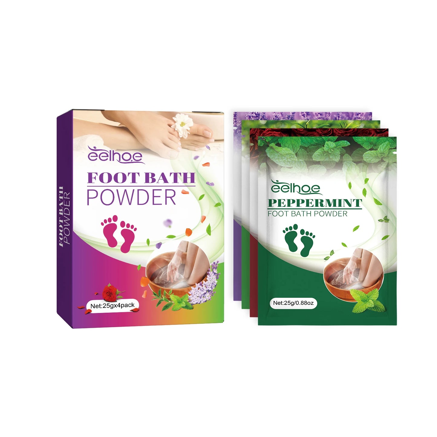 Foot Bath Salt Quickly Removing Dead Skin Soften Cuticles Reduce Foot Fatigue Discomfort Foot Care Spa Foot Exfoliation Therapy Peaceful Pleasures Health and Wellness 4pcs Boxed