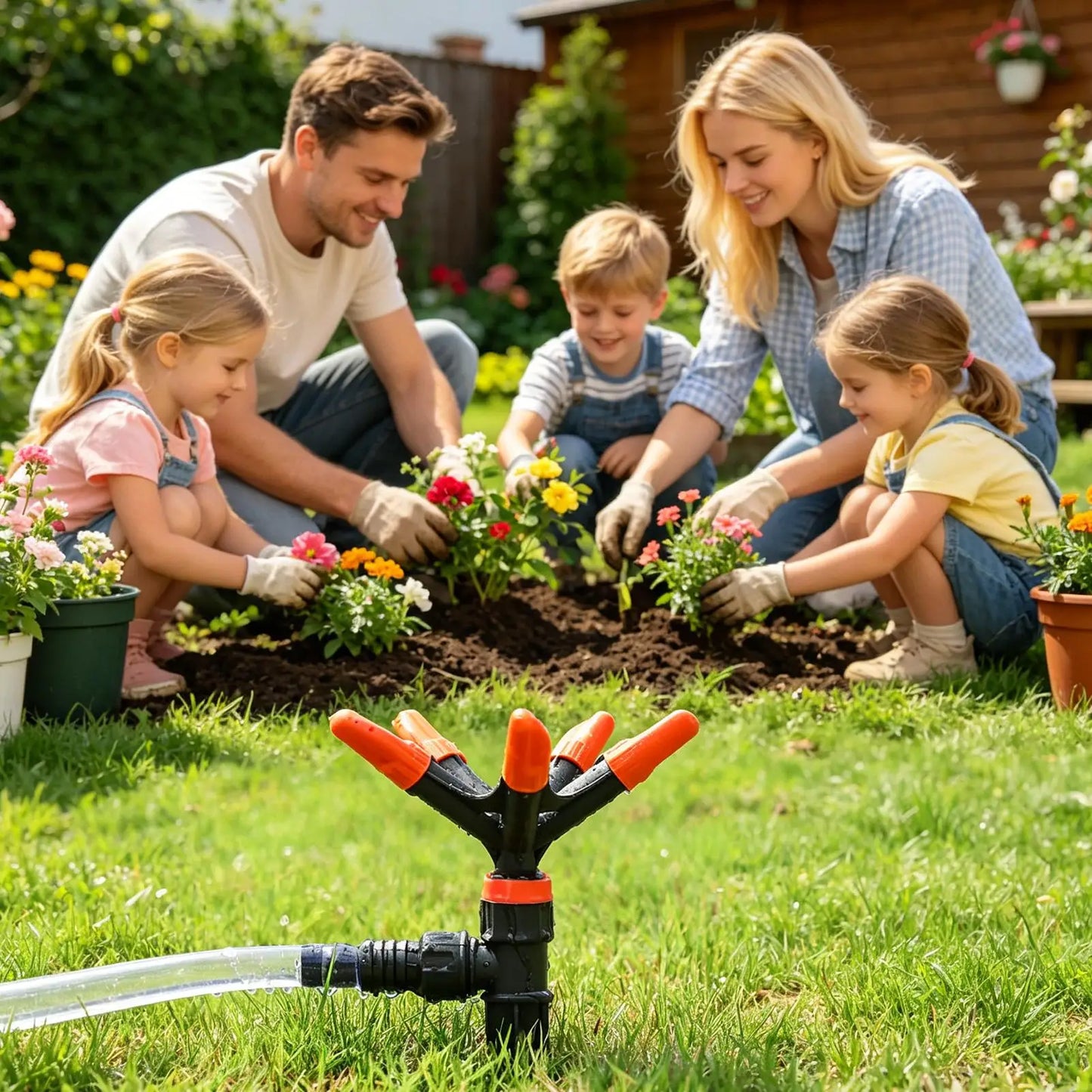 360° Rotating Garden Sprinkler | Quick Connect Lawn Irrigation