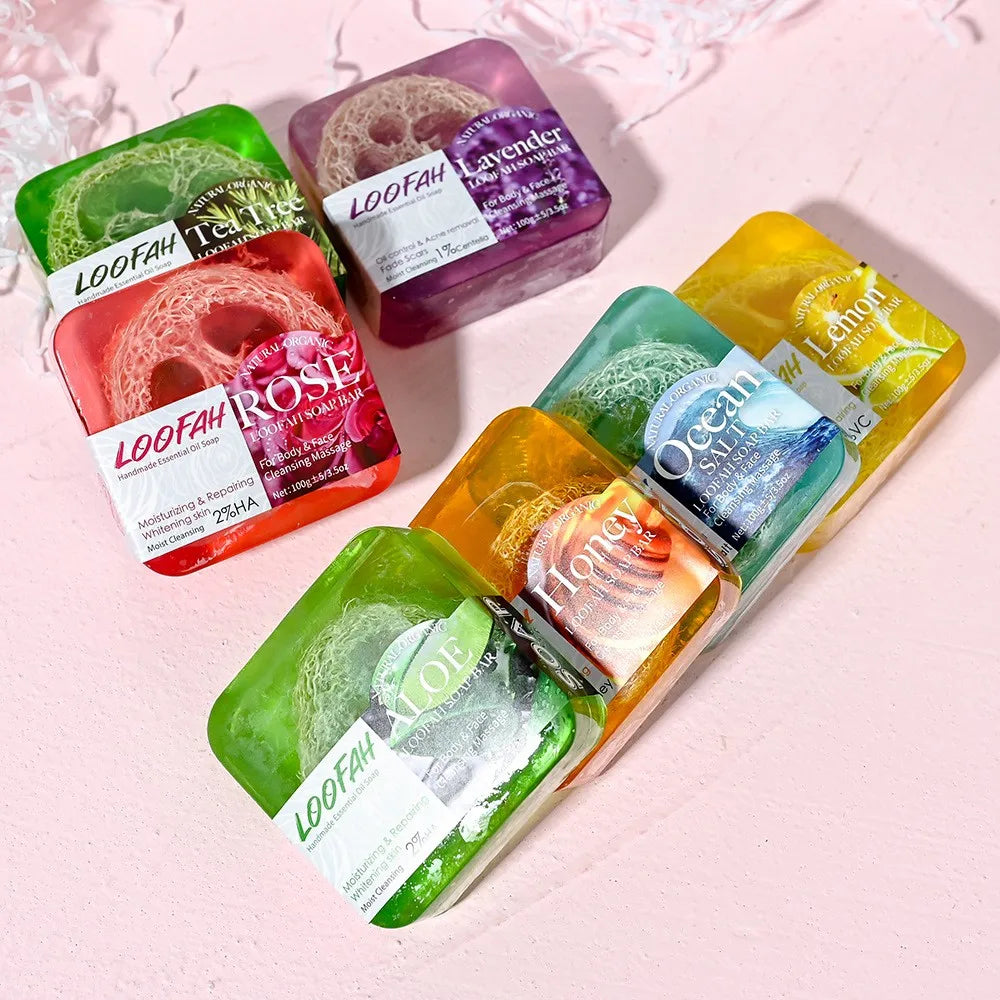 Loofah Sea Salt Essential Oil Bar Soap – Deep Cleanse & Exfoliate