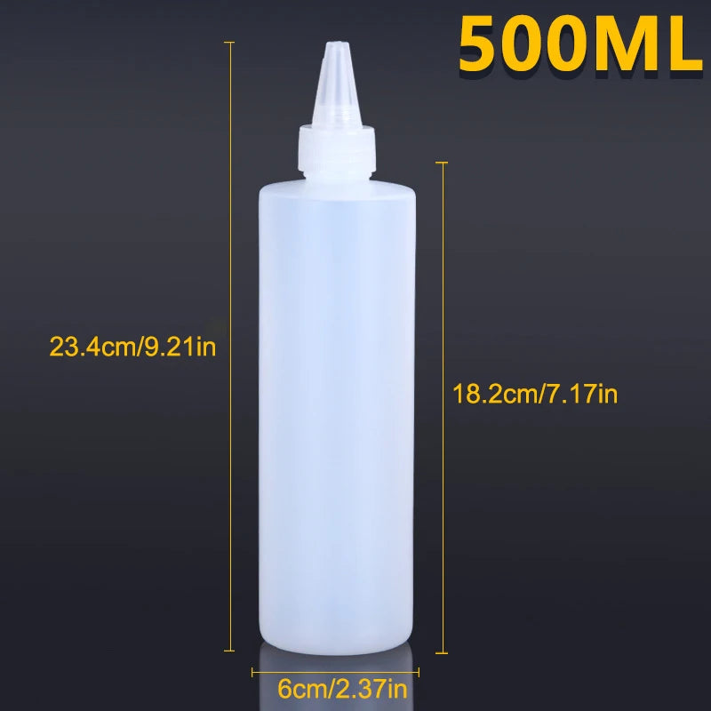 10-1000ML Empty Plastic Squeeze Dropper Bottle With Screw Cap Semi-transparent Eyes Liquid Ink Oil Paint Pigment Container Peaceful Pleasures Health and Wellness 500ml