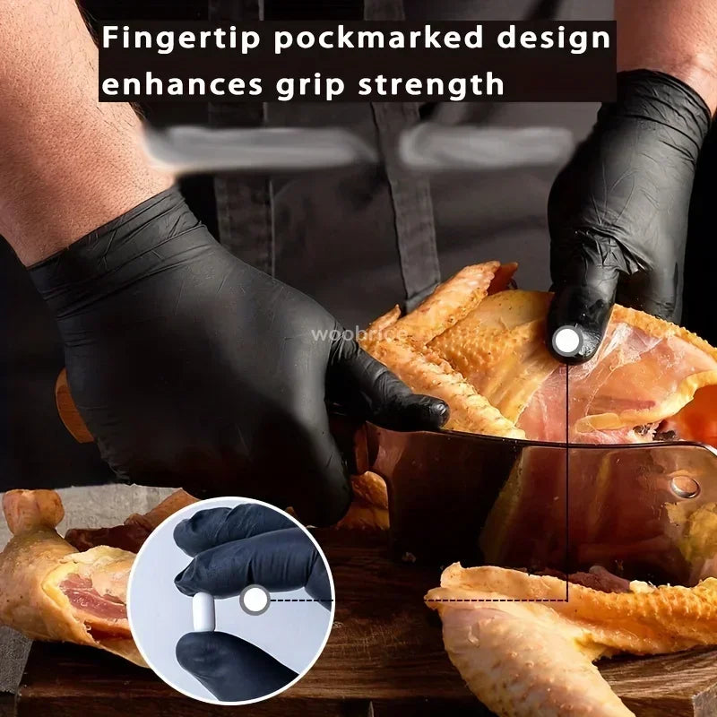 Disposable Black Nitrile Gloves 50/100/200 Pcs – Powder Free