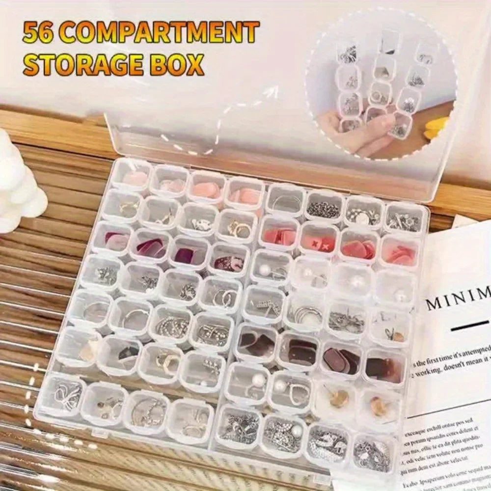 Transparent Nail Art Storage Box – Multi-Compartment Organizer
