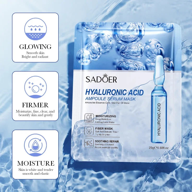 10pcs SAODER Hyaluronic Acid Facial Masks Face skincare Firming Hydrating Moisturizing Face Mask Facial Skin Care Products Peaceful Pleasures Health and Wellness